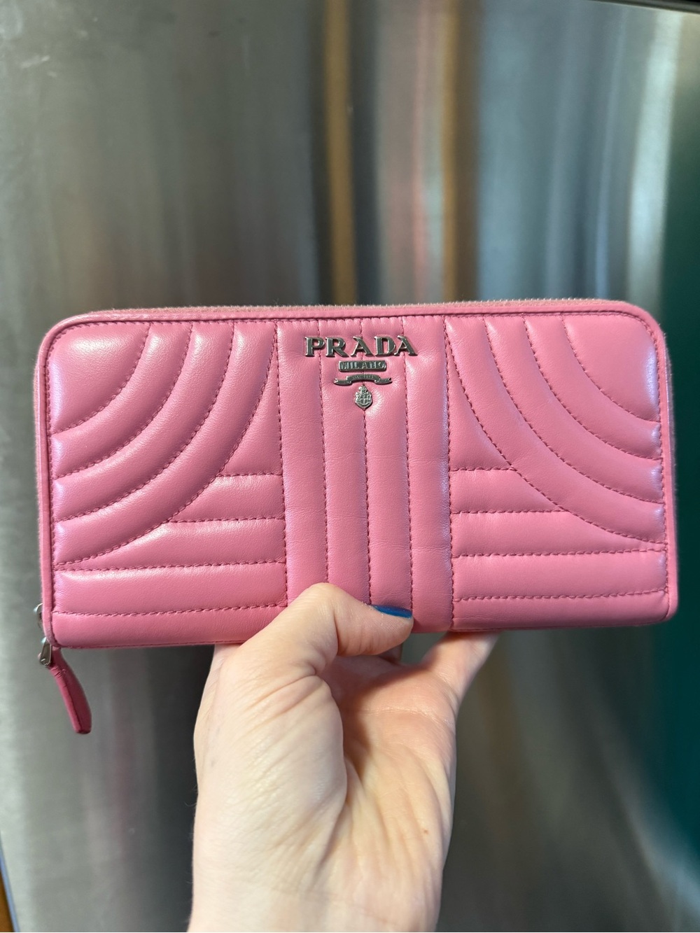 Prada Pink Quilted Zip Wallet